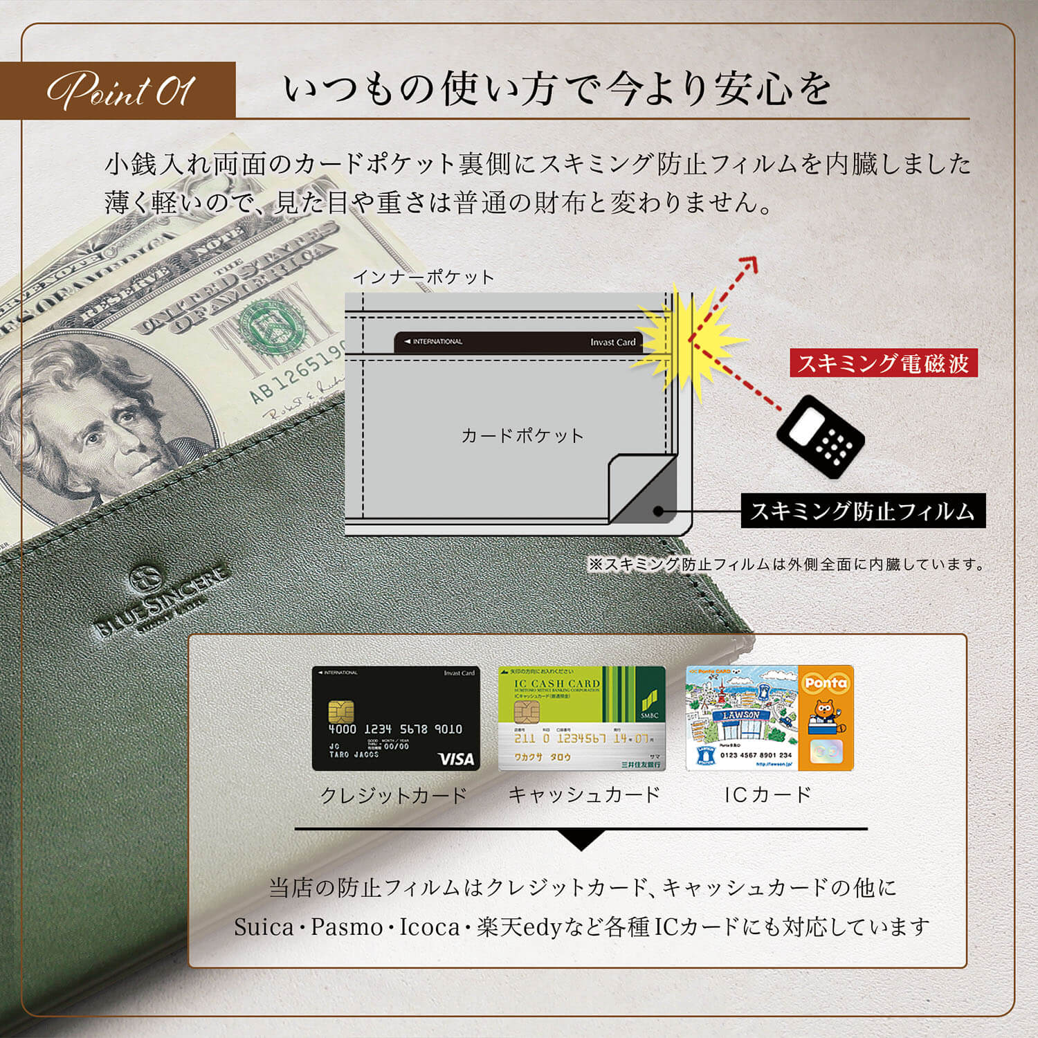 イタリアンレザー 薄型長財布 / Feel - フィール - / ILW1