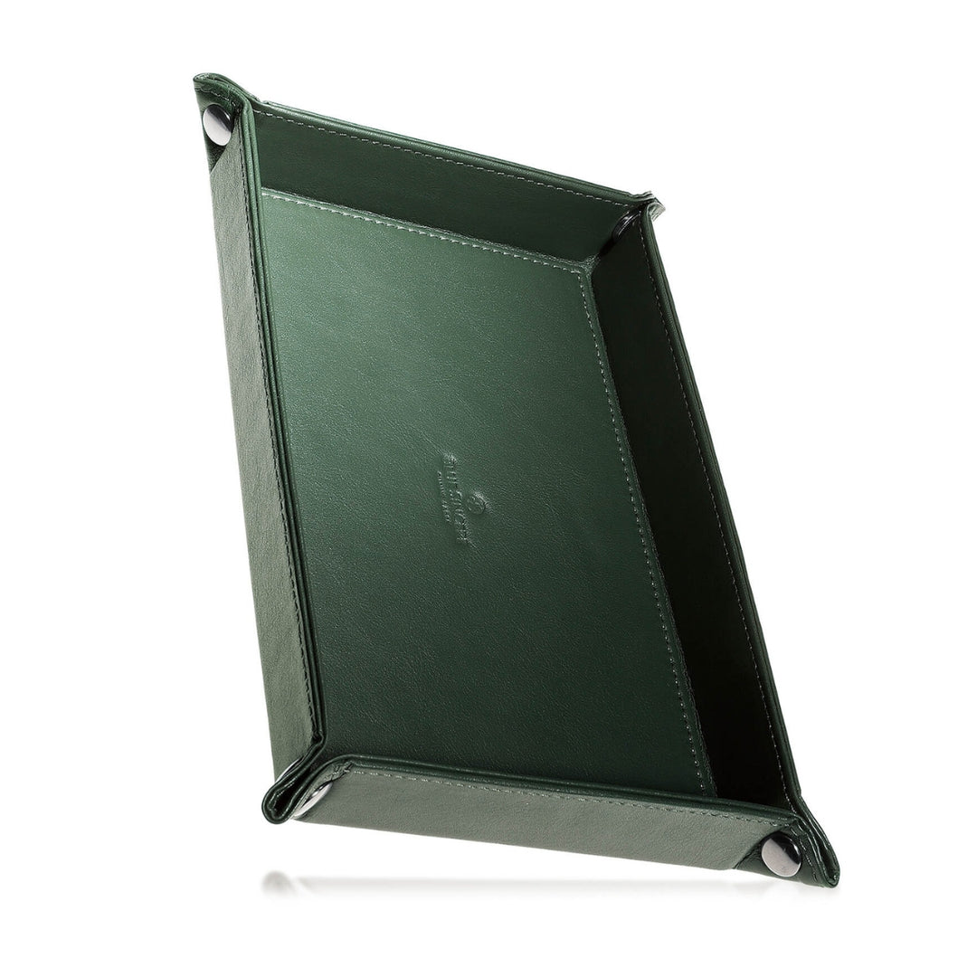 【これ1つで上質な空間に】本革レザー小物トレー 卓上小物ケース 折り畳み式 / KI1 GREEN