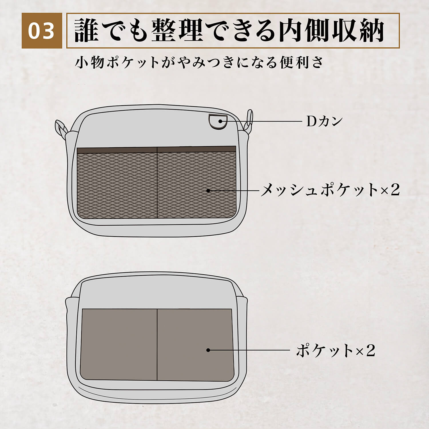 軽量撥水 フラップレス ショルダーバッグ / Smaless - スマレス